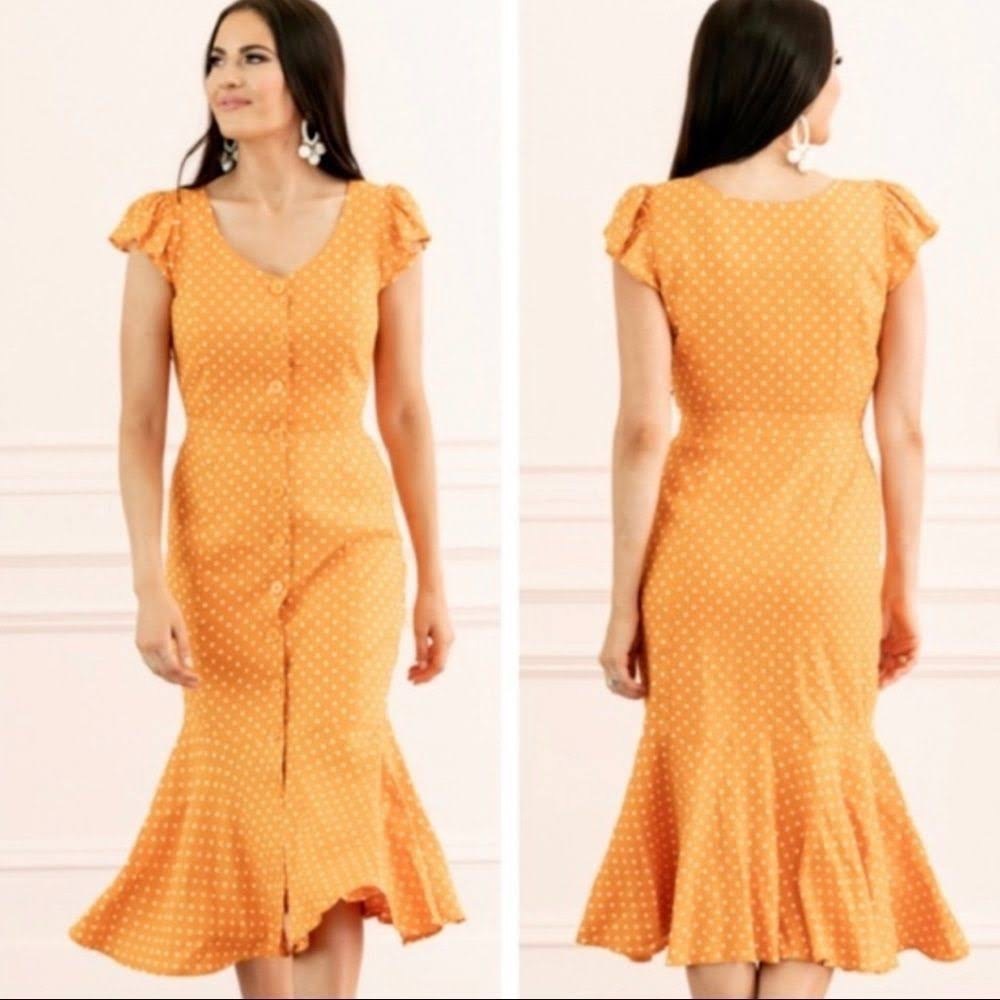 Rachel Parcell Citrus Polka Dot Dress — Size Small